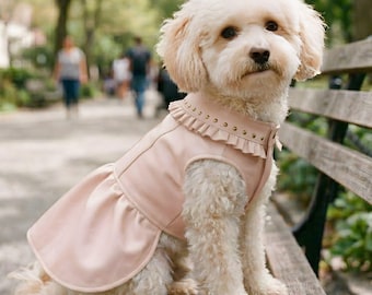 Vestido rosa de piel para perros / Atuendo elegante y adorable para mascotas / Falda de piel para cachorros