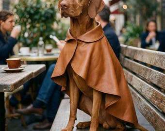 Dog Genuine Leather Cape | Pet Jacket Cloak | Designer Dog Coat