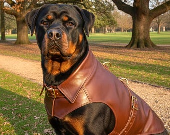 Genuine Leather Warm Insulated Adjustable Fit Dog Jacket | Secure Buckle Strap Pet Coat | Cold Weather Walking Coverage Canine Outerwear