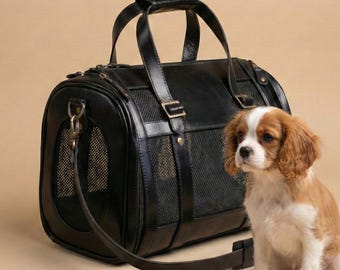 Luxury Leather Pet Carrier | Foldable, Ventilated, Comfort Travel Pet Bag