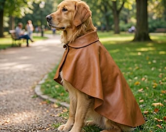 Dog Genuine Leather Cape | Pet Jacket Cloak | Designer Dog Coat