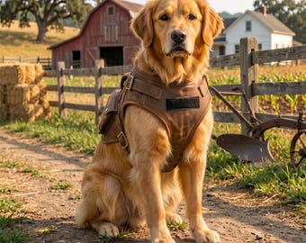 Dog Leather Vest With Pockets | Pet Genuine Leather Utility Jacket  | Stylish Dog Tactical Vest