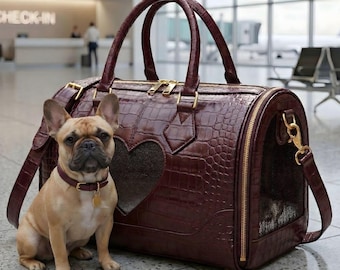 Handcrafted Leather Pet Carrier | Foldable, Breathable Dog & Cat Travel Tote