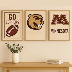 Minnesota Gophers Wall Art Set: Mascot, Logo & Football Prints (Digital Download)