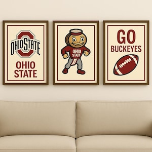 Ohio State Buckeyes Wall Art: Brutus Mascot, Football Decor (Digital Download
