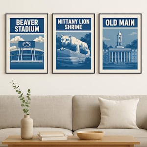 Penn State Wall Art Prints: Old Main, Beaver Stadium, Nittany Lion Shrine (Digital Download)