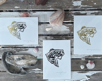 Lámina artística original de lubina rayada