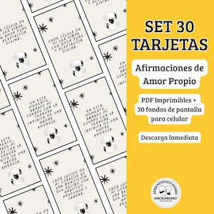 Self-Love Affirmation Cards in Spanish, self-esteem, self-care, self-confidence, self-love - Instant Digital PDF Download