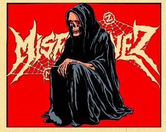 Impresión de arte mural de la Parca / Ilustración gótica de la muerte / Póster de heavy metal / Arte de terror oscuro / Descarga digital