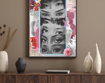 Póster de la revista Katseye: Impresión digital estilo periódico/Arte mural de moda editorial. Descarga.