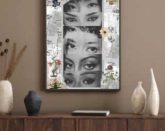 Póster de la revista Katseye: Impresión digital estilo periódico/Arte mural de moda editorial. Descarga.