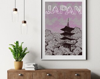 Póster de boceto japonés dibujado a mano / Descarga digital en PDF (rectángulo)
