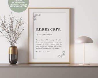 Anam Cara Irish Print, Anam Cara Definition Print, Irish Saying, Irish Gift, Ireland Poster, Gaelic Poster, Printable Wall Art