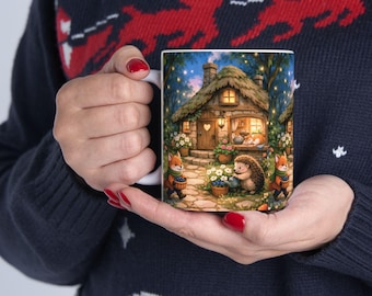 Woodland Cottage Animal Friends Mug | Fox and Hedgehog Ceramic Mug