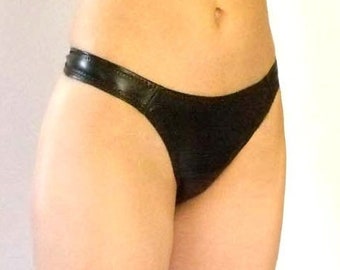 Stretch Faux Leather Thong