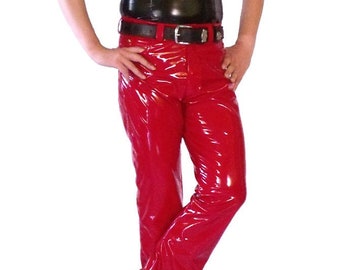 Men's Red Vinyl Stretch Jeans - Comfortable, Stylish, and Durable