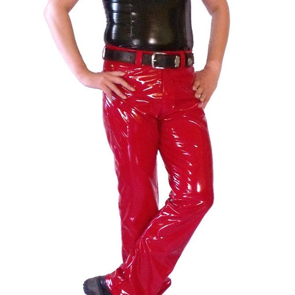 Herren Red Vinyl Stretch Jeans - Bequem, stilvoll und langlebig