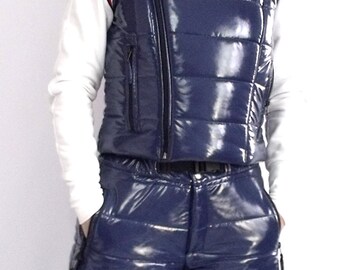 Montessa shiny vinyl puffy vest