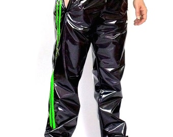 Sporty 4-way stretch vinyl track pants