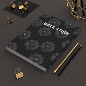 Bible Study Hardcover Journal with Floral Design, Writing Notebook, Personalized Gift, Prayer Journal, Floral Stationery