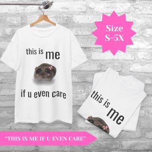 Funny Cute Hamster T-Shirt Blushing Hamster Meme Just a Little Guy Core Kawaii Pink Humor Shirt Soft Sad UWU Aesthetic Tee for Gen Z Girls