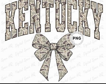 ケンタッキー迷彩ボウ PNG、レトロケンタッキーディストレスト PNG、ケンタッキーカントリー PNG、オールドカモフラージュ昇華、ハンティングケンタッキーボウ png