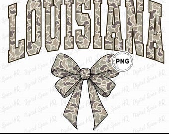 ルイジアナ迷彩ボウ PNG、レトロ ルイジアナ ディストレスト PNG、ルイジアナ カントリー PNG、オールド カモフラージュ昇華、ハンティング ケイジャン PNG