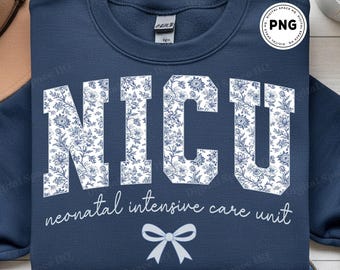 NICU Nurse PNG, Floral Toile Nicu Nurse png, Neonatal Intensive Care Unit png, RN Coquette Bow png, Nicu Crew png, Nurse Appreciation png