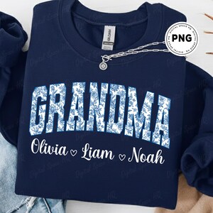Custom Floral Text PNG, Custom Name PNG, Chinoiserie Toile png, Custom Cheer Png, Varsity Coquette Sublimination, Mama Gigi Nana png image 2