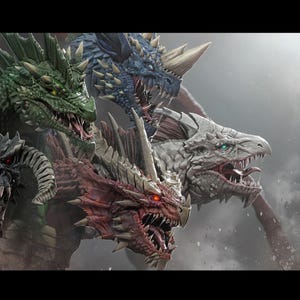 Tiamat Dungeons & Dragons Five-Headed Dragon Fan Art – Legendary Fantasy 3D STL Statue - 3D Model - Stl File for 3D Printers