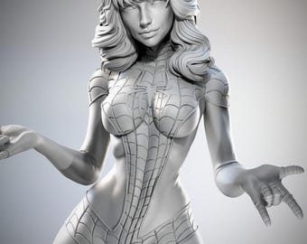 Spinneret Mary Jane Watson Superhero STL – Spider-Verse Marvel 3D Print Statue - 3D Model - Stl File for 3D Printers