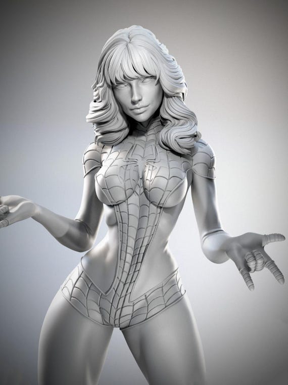 Spinneret Mary Jane Watson Superhero STL – Spider-Verse Marvel 3D Print Statue - 3D Model - Stl File for 3D Printers
