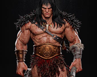 Conan the Barbarian Epic Warrior Fan Art – Detailed 3D STL Print Design Statue - 3D Model - Stl File for 3D Printers