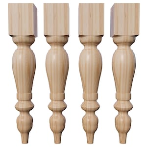 Gambe per tavolo in legno tornito massiccio - Mobili da fattoria da 29&quot; - Set di 4