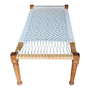 Handmade Sheesham Wood Indian Daybed: Woven Rope Charpai