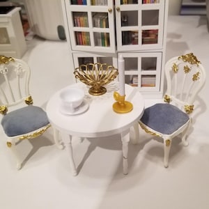 Dollhouse dining kitchen chairs Light Blue velvet (Set of two)