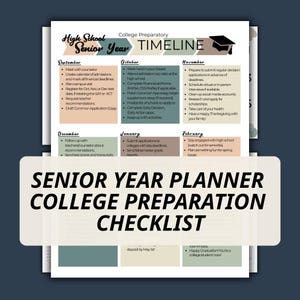 Senior Year Planner College Preparation Checklist Template Digital Download Application Guide Student Planning Resource Tracker University