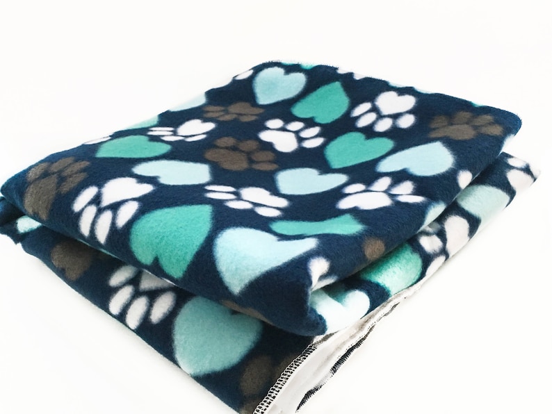 Waterproof Anti-Shrink Design Cute Blue paws Guinea Pig Fleece Cage Liner Custom Sizes Offered Handmade With Love For Guinea Pigs