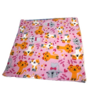 Cute Pink cats Guinea Pig Fleece Cage Liner | Waterproof | Anti-Shrink Design | Handmade With Love For Guinea Pigs | Custom Sizes Offered