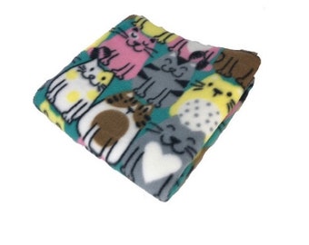 Cute Happy cats Guinea Pig Fleece Cage Liner | Waterproof | Absorbent lap pad