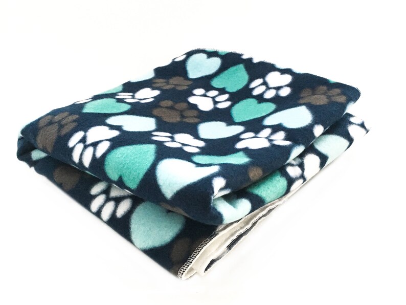 Waterproof Anti-Shrink Design Cute Blue paws Guinea Pig Fleece Cage Liner Custom Sizes Offered Handmade With Love For Guinea Pigs