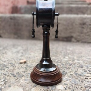 Brass Ship Telegraph with Wood Stand: Antique Style Maritime Decor
