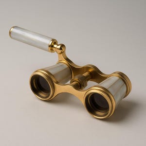 Vintage Brass Binoculars: Mother-of-Pearl Inlay, Nautical Spyglass