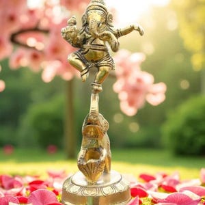 Dancing Lord Ganesha Brass Statue | Hindu Elephant God Figurine | Indian Home Decor | Ganpati Idol for Puja, Gifting & Yoga Room