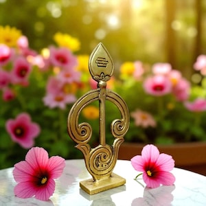 Handcrafted Brass Om Vel | Lord Murugan’s Divine Spear | Spiritual Decor for Pooja & Meditation