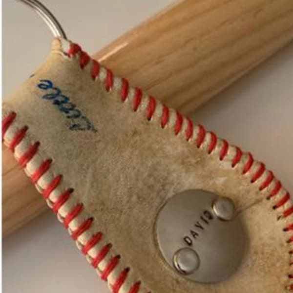 Personalized baseball keychain made with used baseball