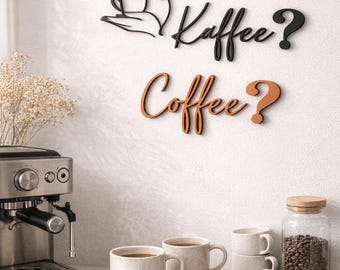 Barista wall decor "Coffee? / Coffee?" | Modern coffee corner, matte kitchen decor