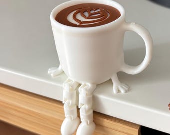 Cappuccino Cup Latte Art with Legs – Funny Coffee Figurine – Coffee Bar Kitchen Decor – Gift for Coffee Lovers – Modern Kitchen Decor