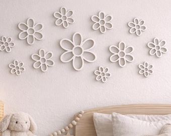3D Floral Wall Decor for Kids' Rooms | Floral Wall Sticker Set | Girl's Room Decor | Boho Baby Room | Customizable Wall Decor