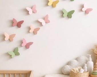 Butterfly wall decor for children's rooms – 3D wall stickers in many colors – girls' room decor – self-adhesive – baby room wall decor